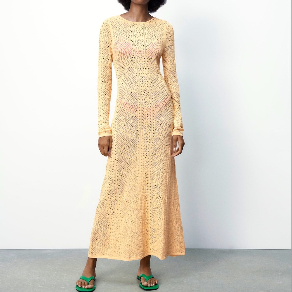 ZARA Knit pointelle dress in Size M